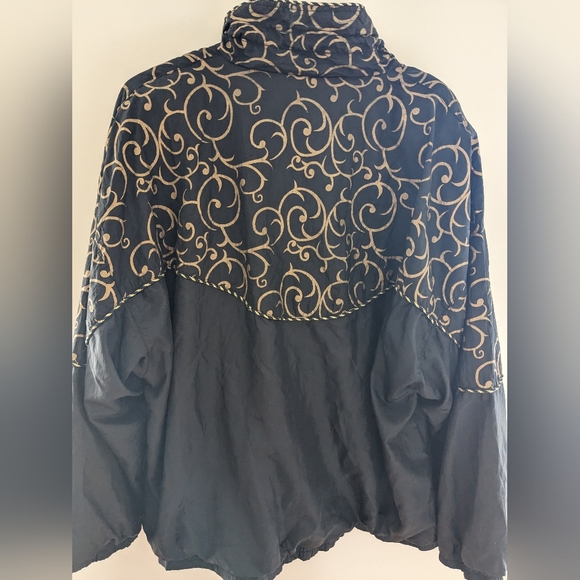 Vintage Windbreaker Black and Gold Pattern Lined Women's Size XL - Picture 4 of 9